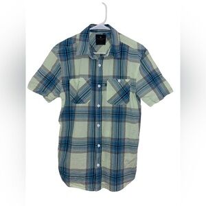 Junk Food Mens Grove Short Sleeve Button-Down Shirt‎ Top Small Plaid